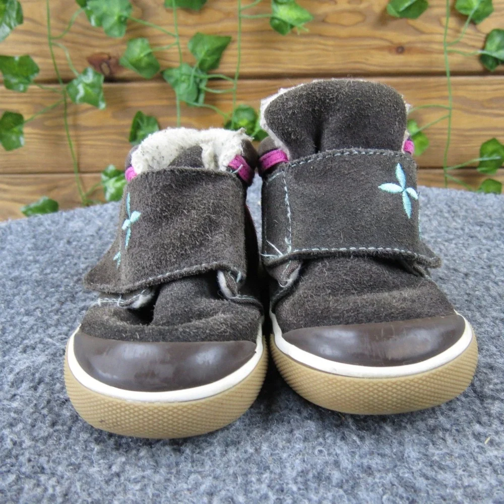 See Kai Run Toddlers' Brown Suede Canvas High-Top Sneakers Size 5 Floral Cozy
